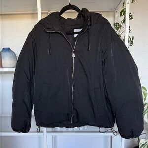 Bershka Hooded Black Puffer Jacket